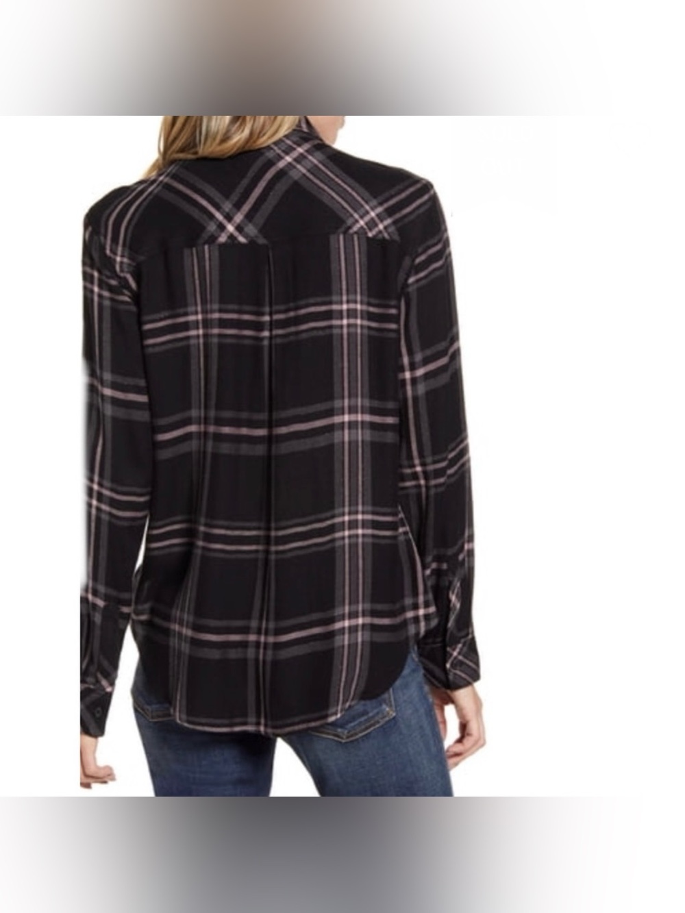 RAILS Hunter Onyx Slate Blush Metallic Plaid Button DownLarge - Picture 5 of 11